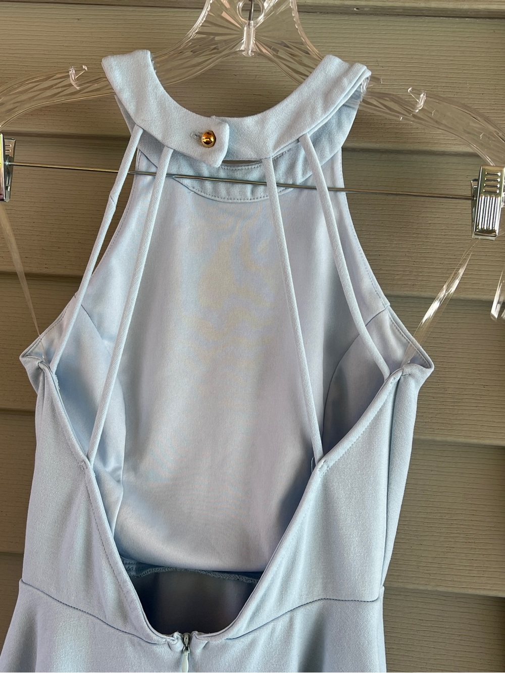Lulu’s light blue halter neck open back dress, S - Picture 3 of 7